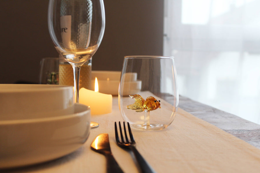 Handmade Drinking Glass, Goldfish