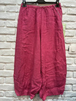Linen pants 669057 100% LINEN: Rose wine