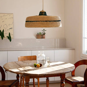 Deeply Pendant Lamp | Handwoven Straw Lighting with Colour Accents