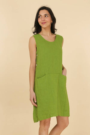 Sleeveless linen dress 100% linen 625519: GRIS ANTHRACITE