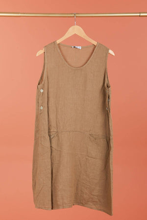 Sleeveless linen dress 100% linen 625519: GRIS ANTHRACITE