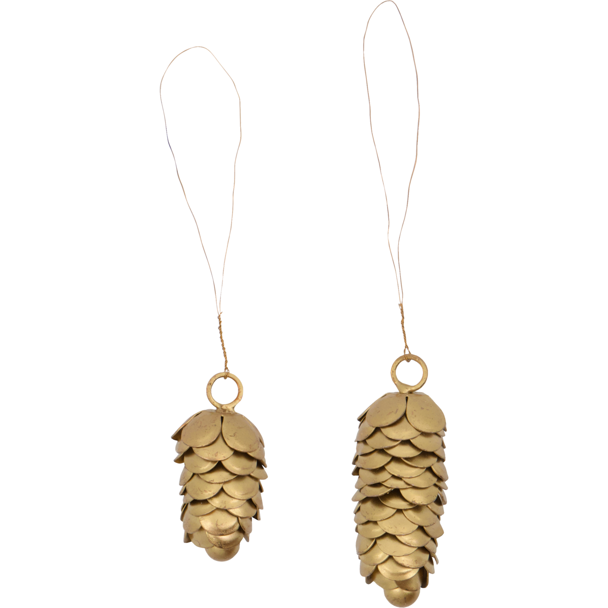 Christmas Ornament, Gold Cone - Set of 2