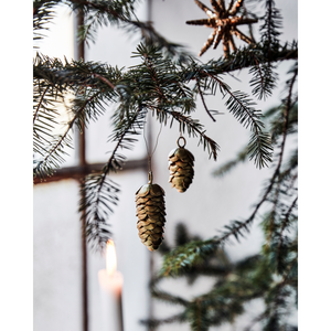 Christmas Ornament, Gold Cone - Set of 2