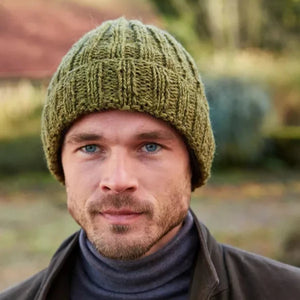 Shetland Roll Back Beanie, Moss