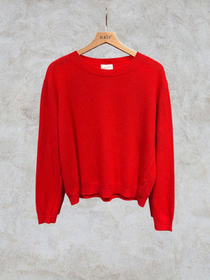 Short-sleeve round neck sweater in 100% extrafine merino wool