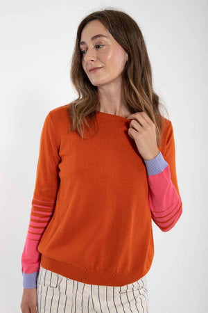 Danepool Cotton Knit Sweater Light Rust/Bright Pink/Purple