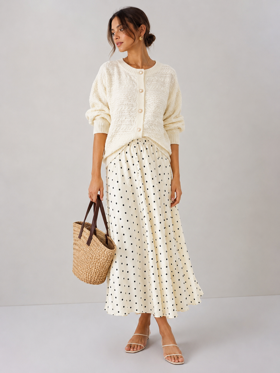 Valentine satin polka-dot skirt
