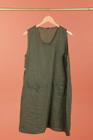 Sleeveless linen dress 100% linen 625519: GRIS ANTHRACITE