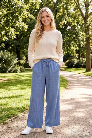 100% linen trousers REF. 30132: Wasabi / Unique