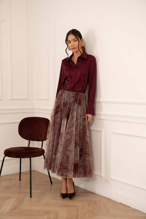 Amber skirt in toile de Jouy printed tulle - CK08202-1