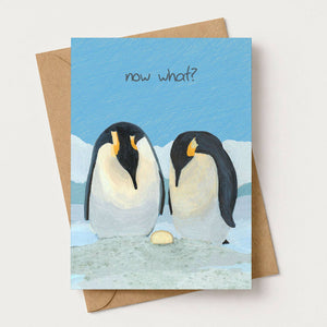 Funny First Time Parent New Baby Penguin Greeting Card