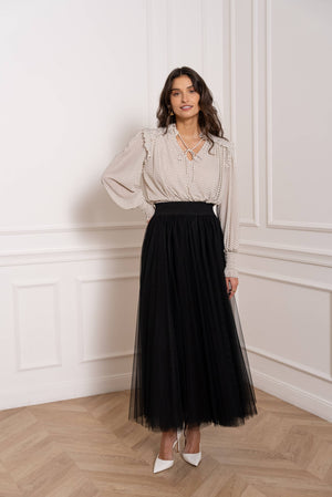 Maria maxi-length tulle skirt PLUS SIZE / TALL - CK08365: Old rose / 2S/M