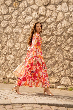 Floral print Marbella silk dress (S-M-L-XL) - CK08112