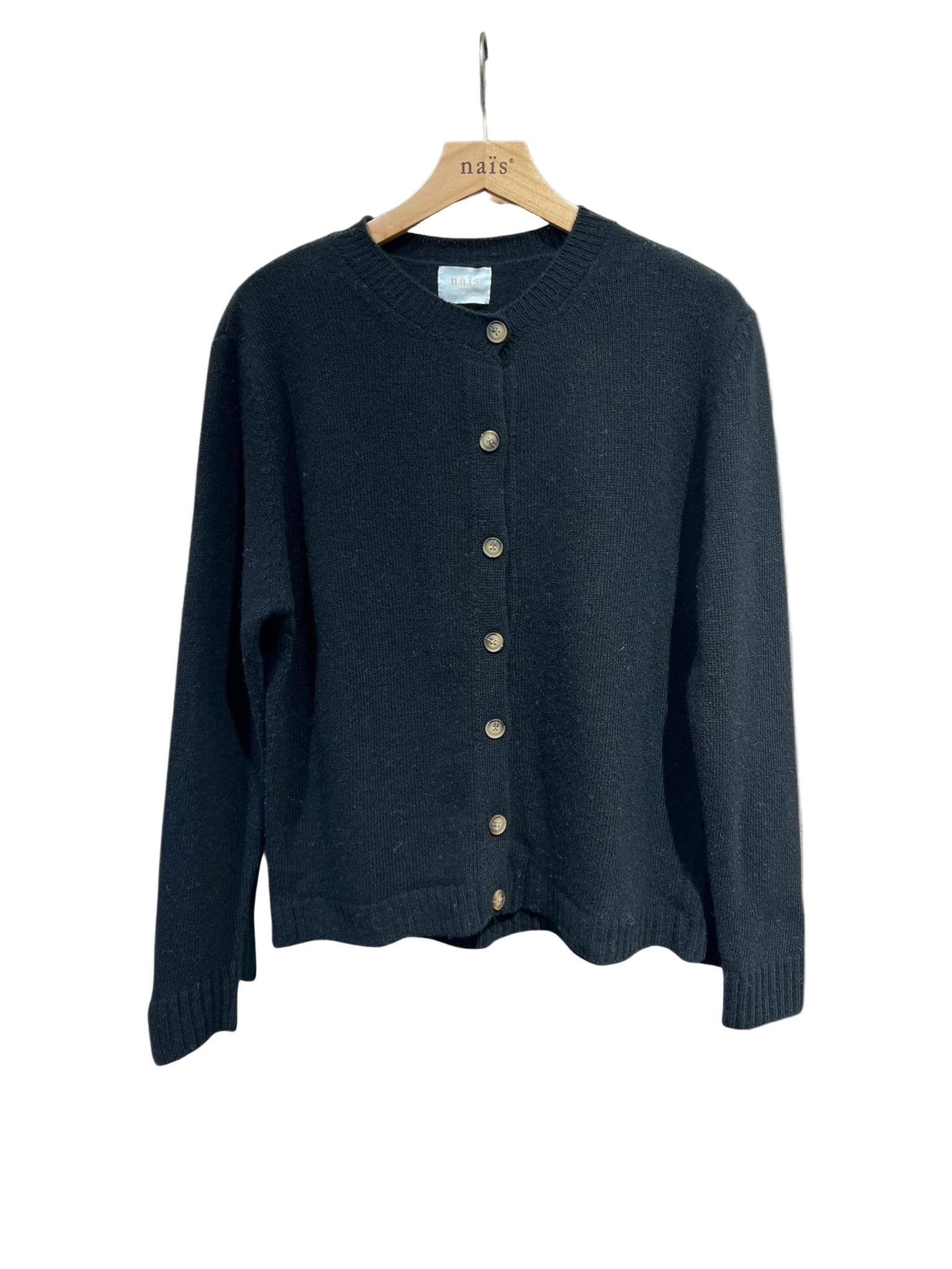 Crew neck cardigan 100% extra fine merino wool