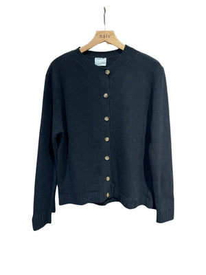 Crew neck cardigan 100% extra fine merino wool