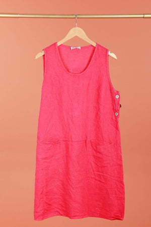 Sleeveless linen dress 100% linen 625519: GRIS ANTHRACITE