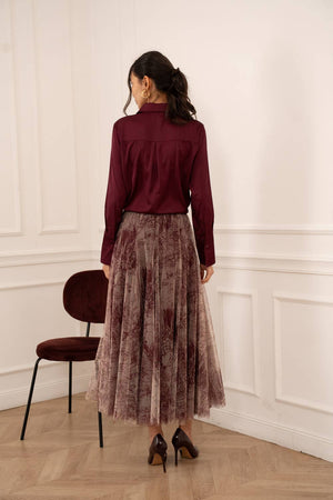 Amber skirt in toile de Jouy printed tulle - CK08202-1