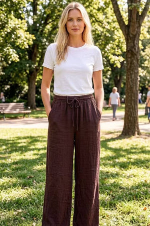 100% linen trousers REF. 30132: Navy / Unique