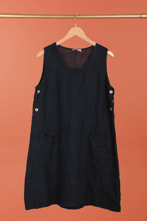 Sleeveless linen dress 100% linen 625519: GRIS ANTHRACITE