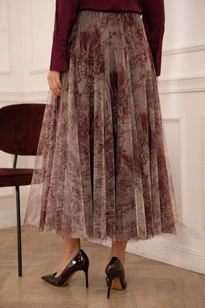 Amber skirt in toile de Jouy printed tulle - CK08202-1