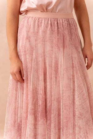 Amber skirt in toile de Jouy printed tulle - CK08202-1
