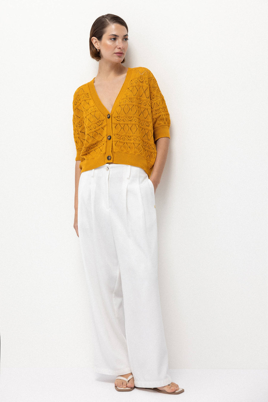 Pointelle Knit Cardigan