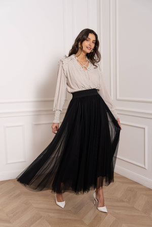 Maria maxi-length tulle skirt PLUS SIZE / TALL - CK08365: Old rose / 2S/M