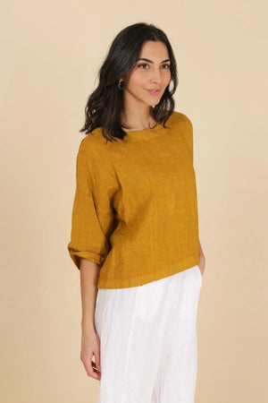 Linen T Shirt - Rolled up Sleeves