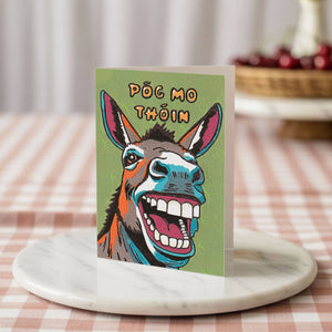Funny Irish Gaelic Donkey Kiss Greeting Card for Friends
