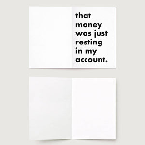 "Resting Money" Funny Irish Saying Greeting Card