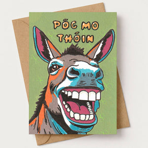 Funny Irish Gaelic Donkey Kiss Greeting Card for Friends