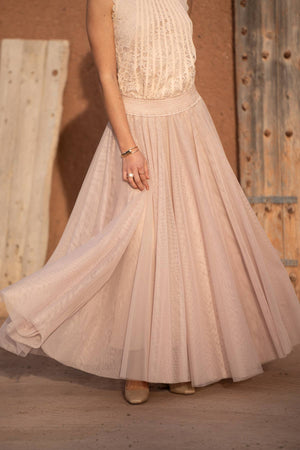 Maria maxi-length tulle skirt PLUS SIZE / TALL - CK08365: Old rose / 2S/M