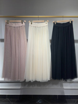 Maria maxi-length tulle skirt PLUS SIZE / TALL - CK08365: Old rose / 2S/M