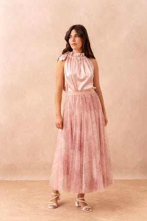 Amber skirt in toile de Jouy printed tulle - CK08202-1