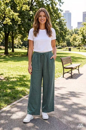 100% linen trousers REF. 30132: Navy / Unique