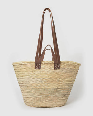 FRENCH BASKET large with double leather handles, market basket