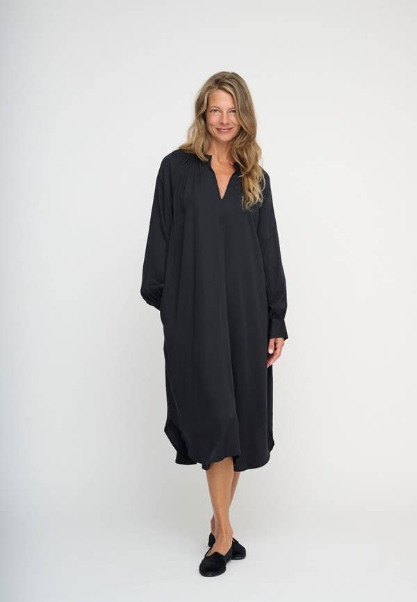 Above dress silky - black