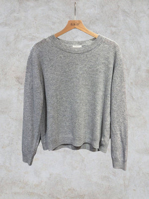 Short-sleeve round neck sweater in 100% extrafine merino wool