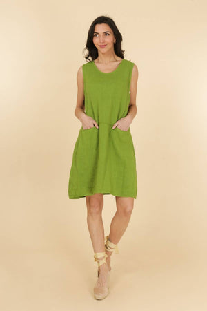 Sleeveless linen dress 100% linen 625519: GRIS ANTHRACITE