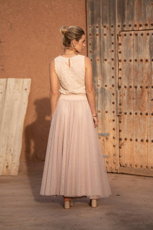 Maria maxi-length tulle skirt PLUS SIZE / TALL - CK08365: Old rose / 2S/M