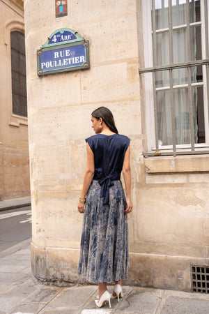 Amber skirt in toile de Jouy printed tulle - CK08202-1