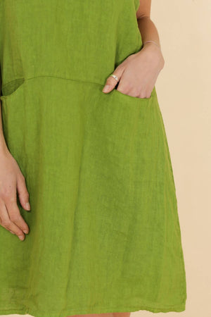 Sleeveless linen dress 100% linen 625519: GRIS ANTHRACITE