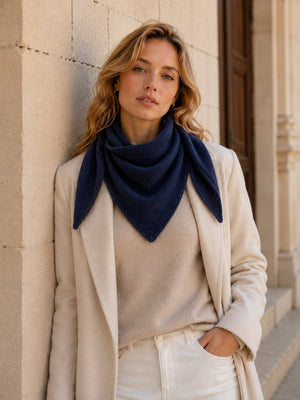 Eco cashmere ZO-MA Knitted Triangle Scarf -  Kaki