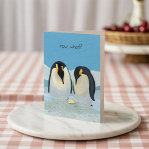 Funny First Time Parent New Baby Penguin Greeting Card