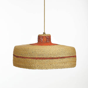 Deeply Pendant Lamp | Handwoven Straw Lighting with Colour Accents