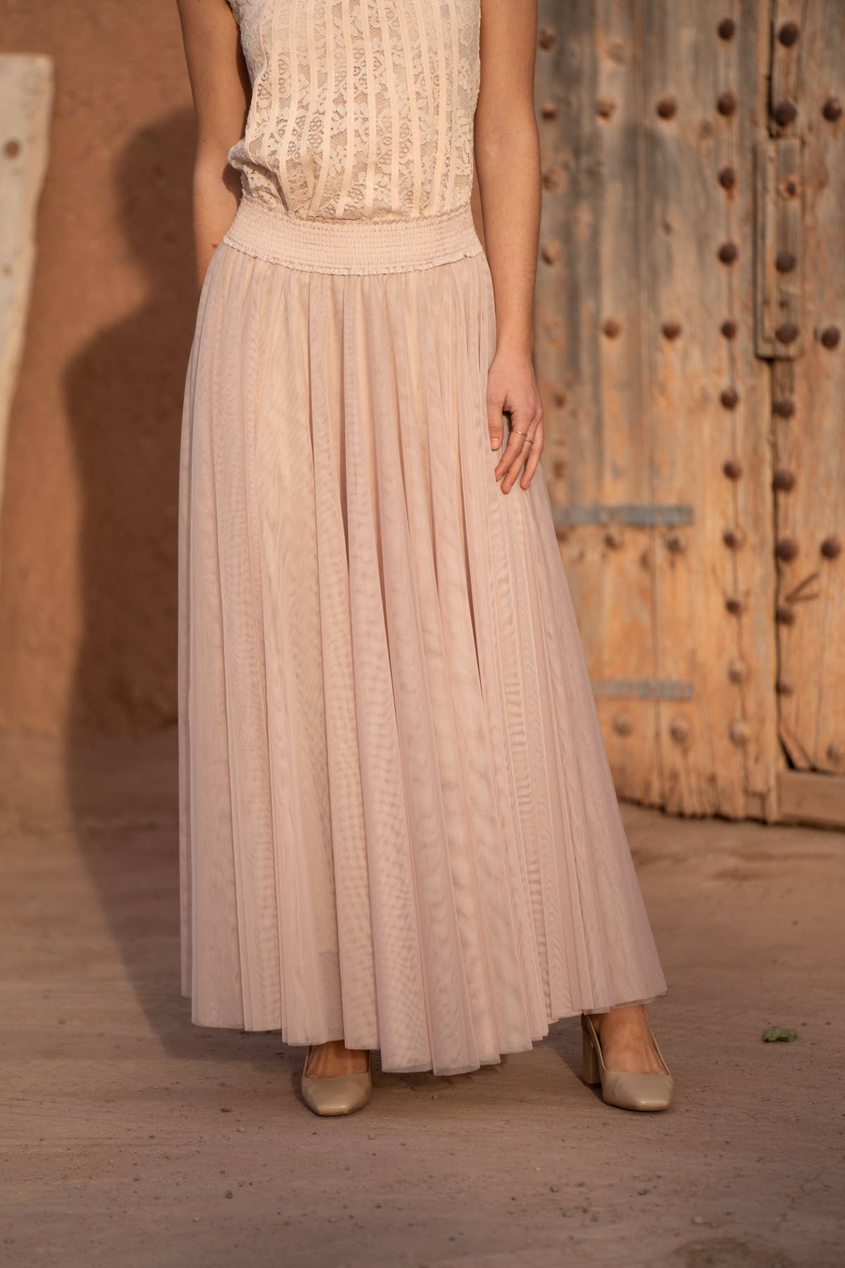 Maria maxi-length tulle skirt PLUS SIZE / TALL - CK08365: Old rose / 2S/M