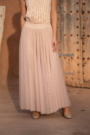 Maria maxi-length tulle skirt PLUS SIZE / TALL - CK08365: Old rose / 2S/M