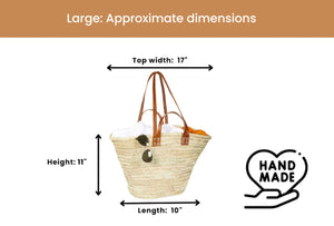 FRENCH BASKET large with double leather handles, market basket