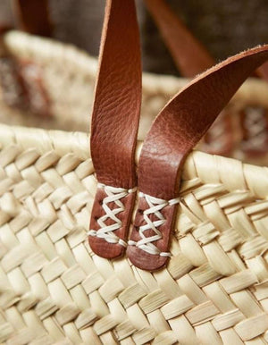 FRENCH BASKET large with double leather handles, market basket