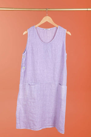Sleeveless linen dress 100% linen 625519: GRIS ANTHRACITE